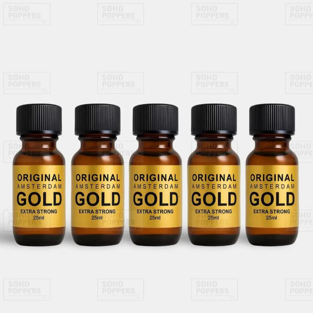 Five bottle value pack of Amsterdam Gold 25ml poppers