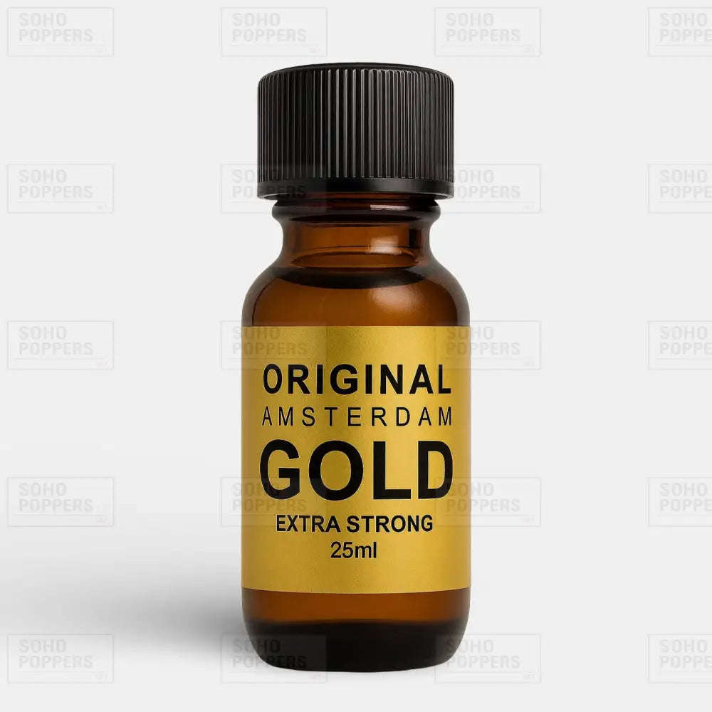 Bottle of Amsterdam Gold 25ml strong poppers from an online poppers shop