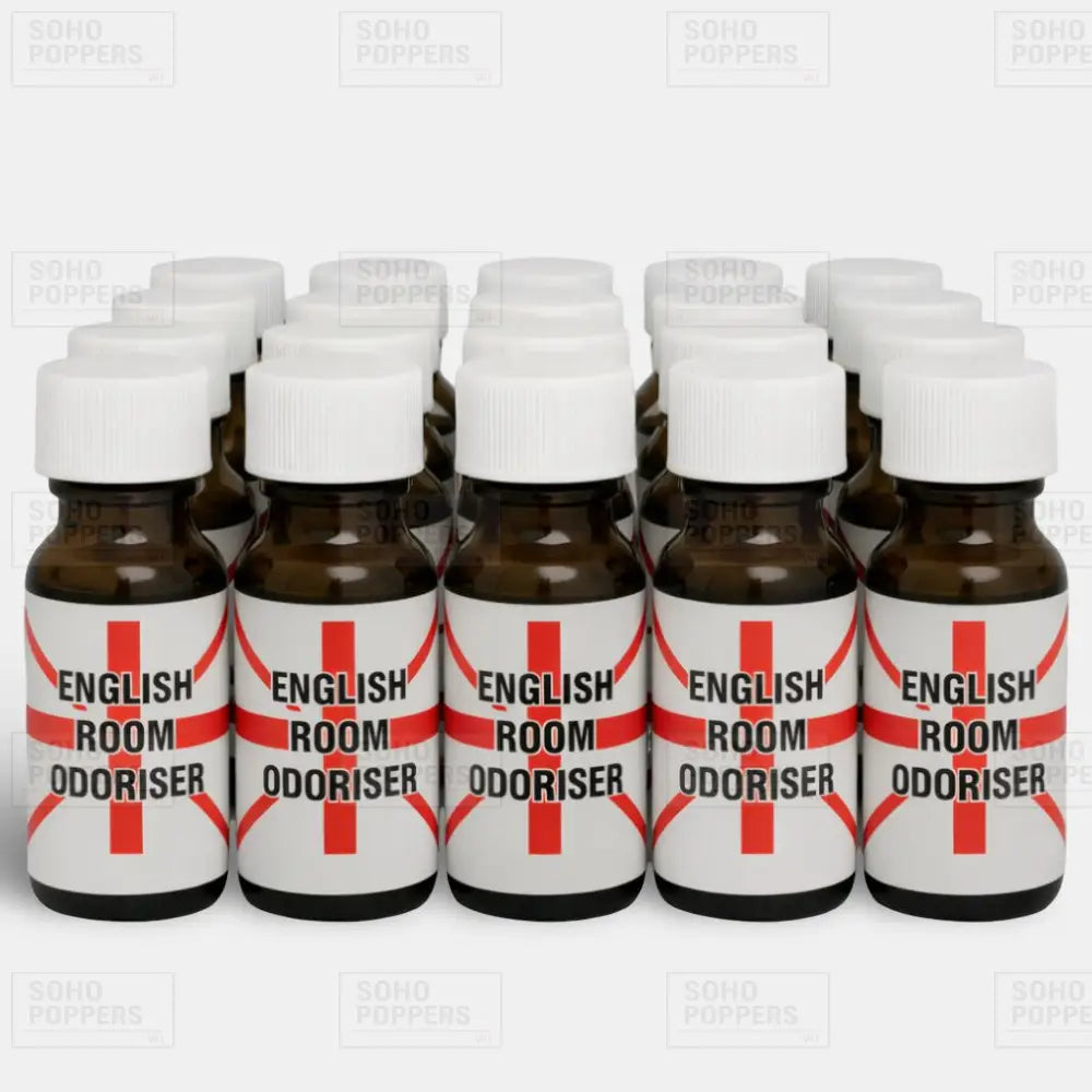 Twenty bottles of English 25ml Isopropyl Nitrite bulk case featuring a powerful fast acting formula