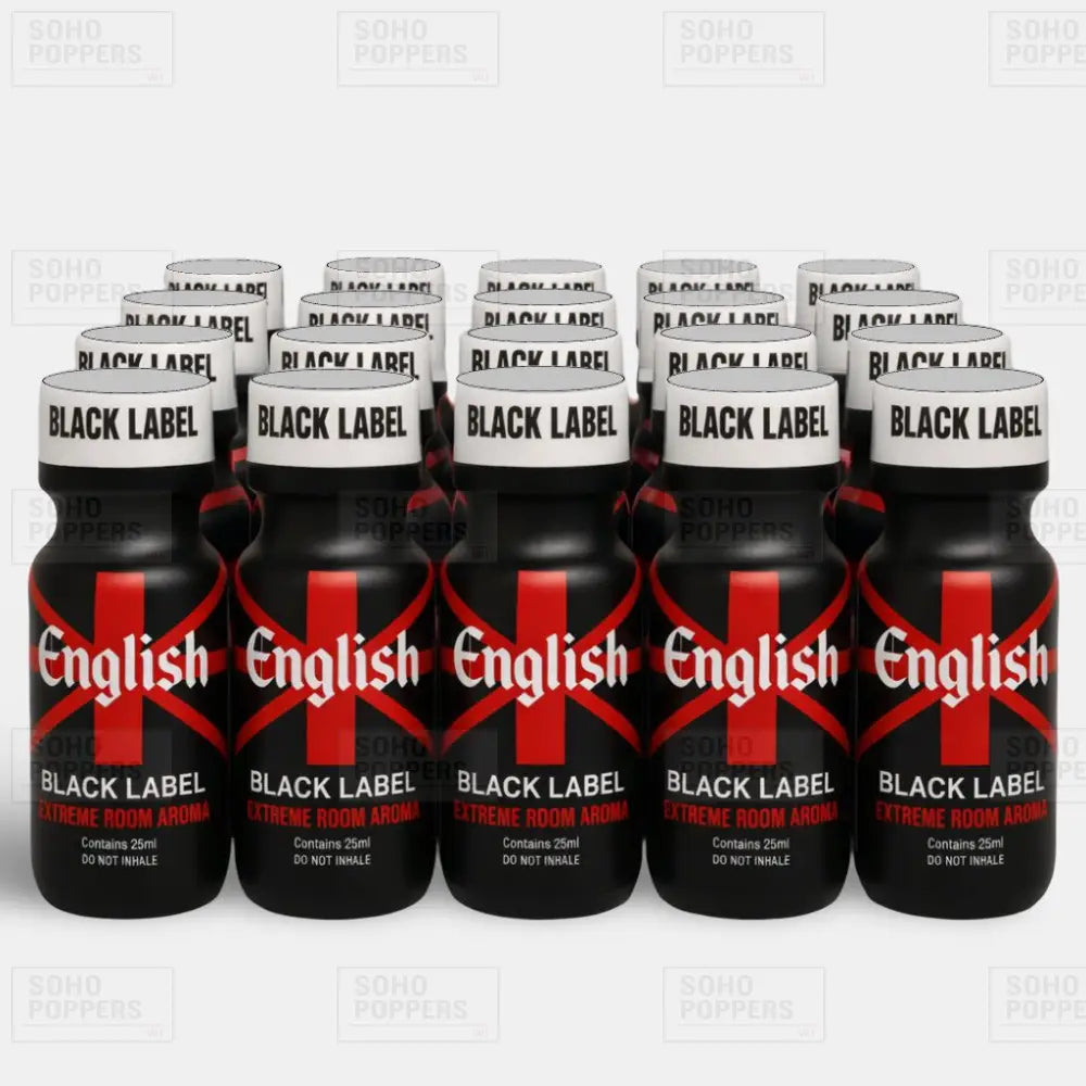 Full case of twenty English Black Label 25ml strong poppers