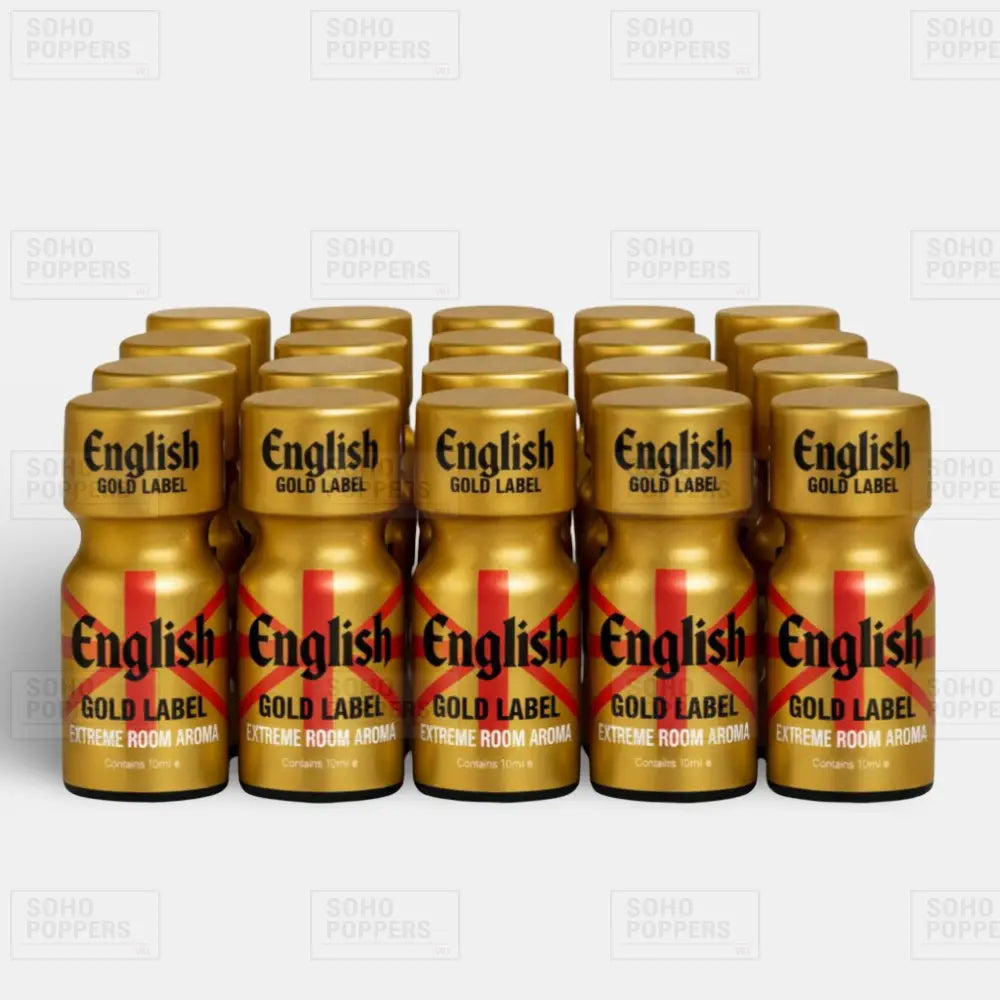 Twenty bottles of English Gold Label 10ml - bulk stock available at Soho Poppers with same day delivery in London