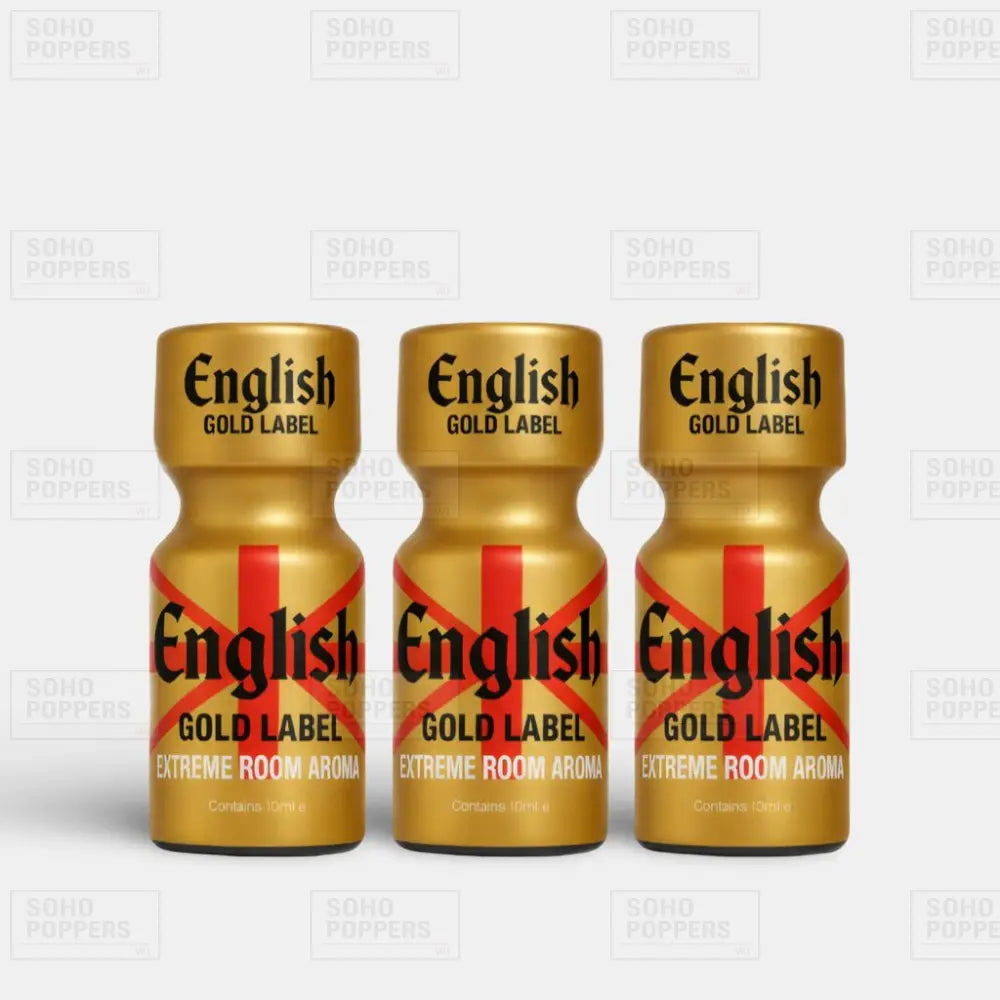 Three bottles of English Gold Label Extreme Room Aroma Poppers UK