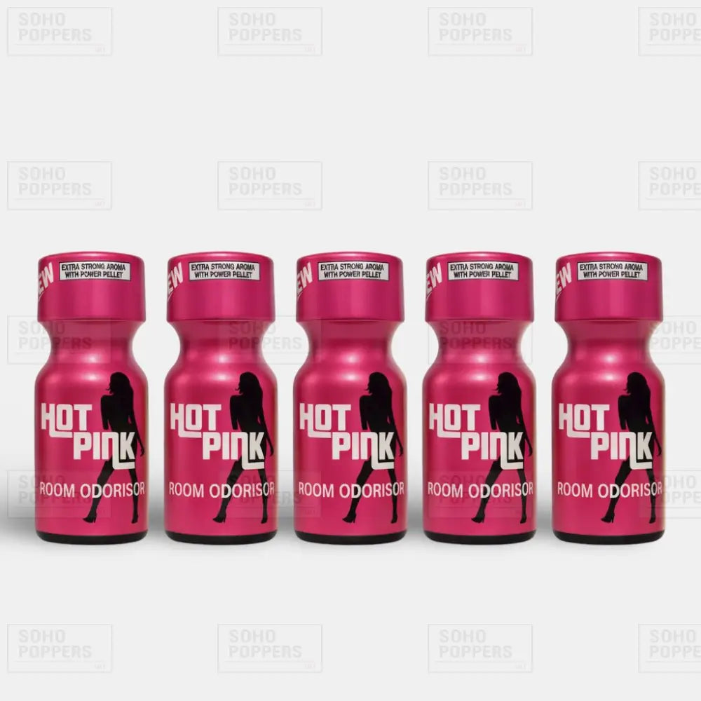 Five bottles of Hot Pink poppers from a trusted UK poppers shop