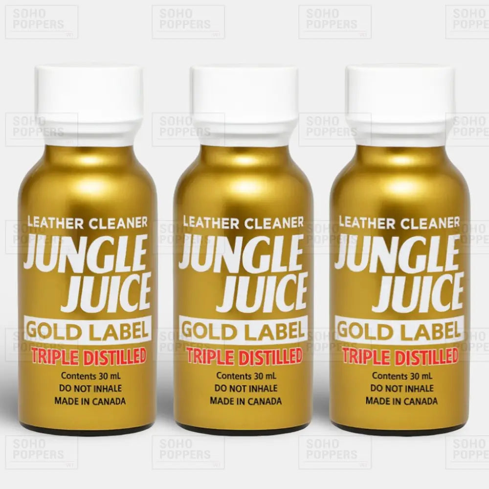 Jungle Juice Gold Label 30ml pentyl poppers offered in a three bottle pack available to buy at Soho Poppers UK