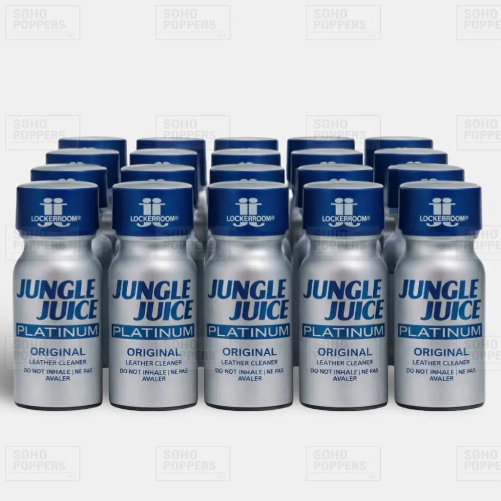 Jungle Juice Platinum 15ml full case of 20 strong poppers for sale in bulk premium formula from the Lockerroom brand