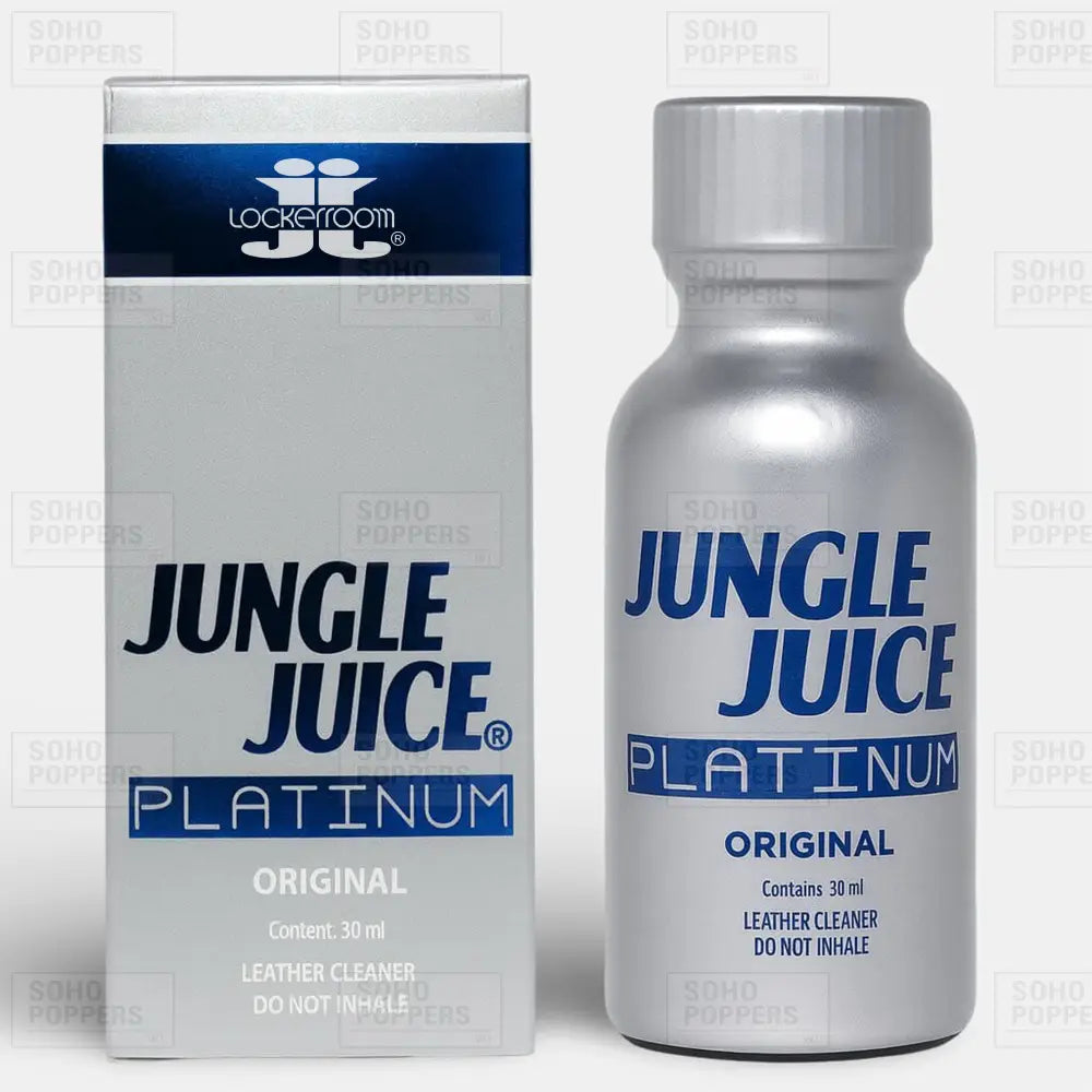 Jungle Juice Platinum Hexyl 30ml poppers featuring a premium hexyl formula manufactured by Lockerroom in Canada