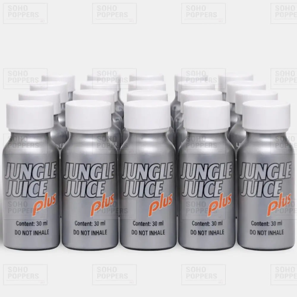 A full case of Jungle Juice Plus 30ml Hexyl Nitrite consisting of twenty bottles of strong poppers available to buy in bulk