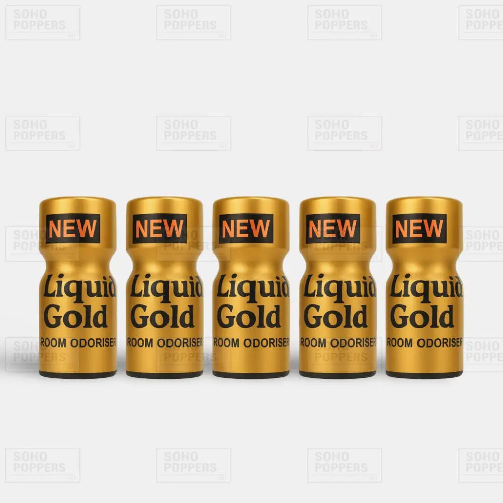 Five bottles of Liquid Gold premium poppers for sale in the UK