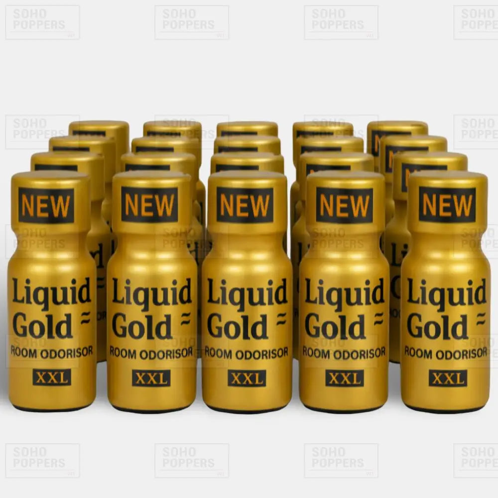 Twenty bottles of Liquid Gold XXL 25ml premium poppers with a fast acting isopropyl formula
