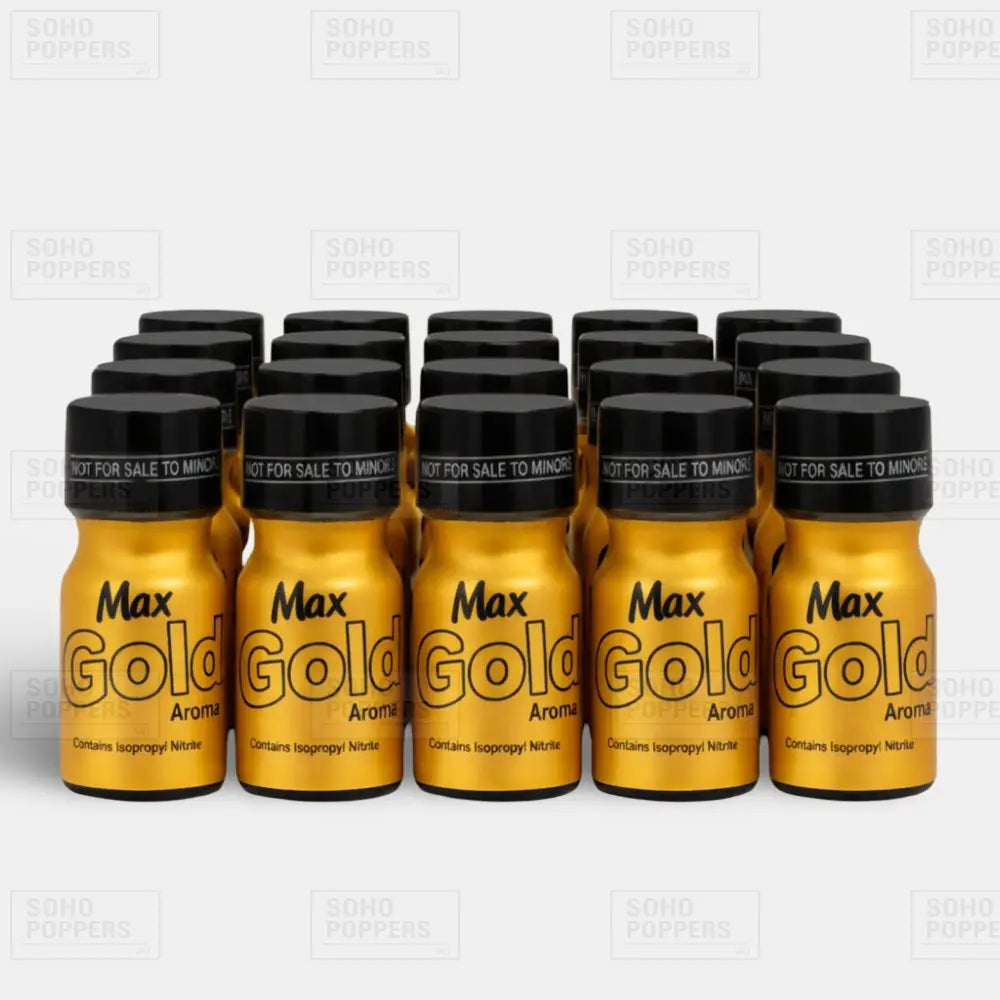 A full tray of Max Gold 10ml strong poppers popular with gay men available online in the UK