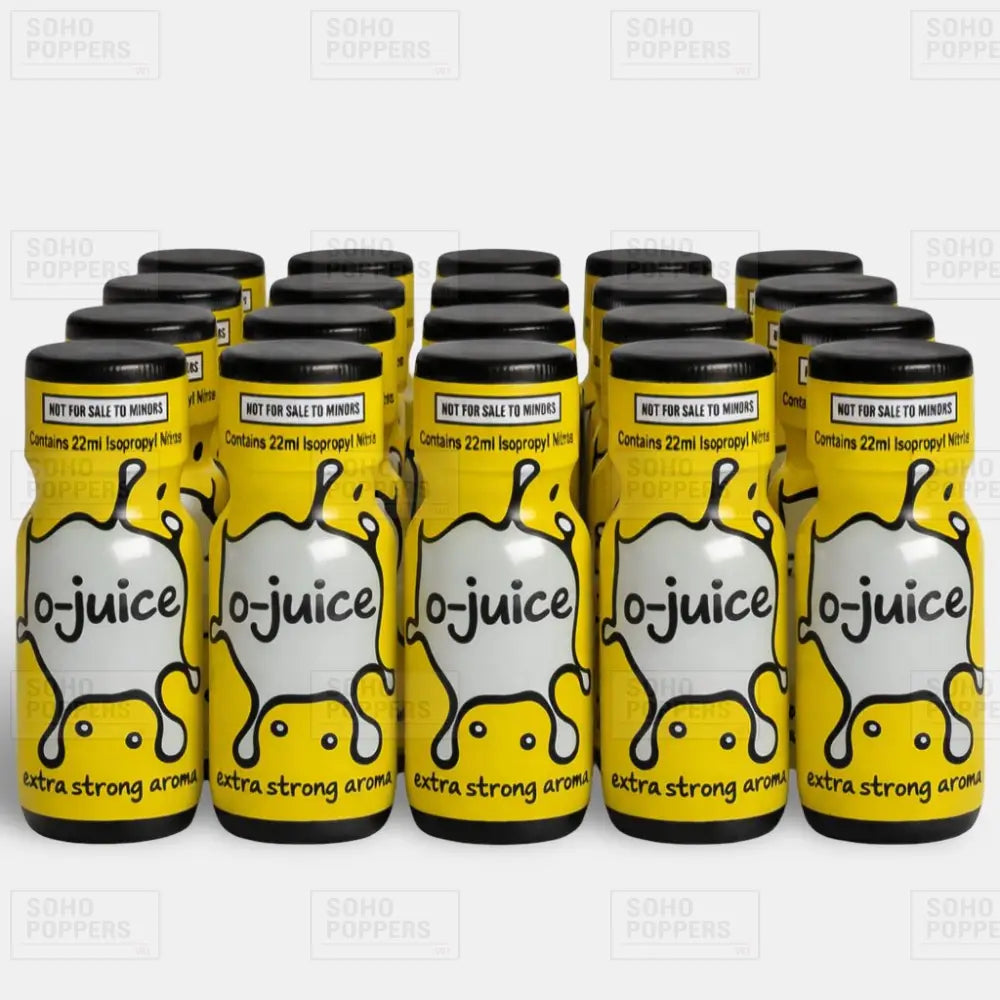 Twenty bottles of O Juice 22ml isopropyl poppers available online at Soho Poppers