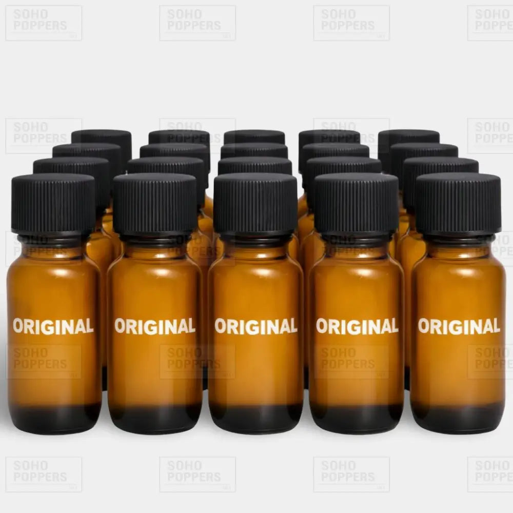 A full case of Original 25ml strong isopropyl nitrite poppers containing twenty bottles for wholesale