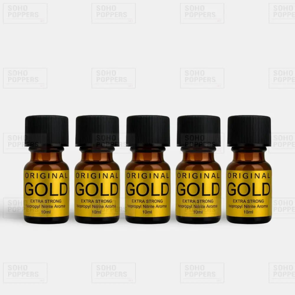 Multi-bottle pack of five Original Gold 10ml poppers