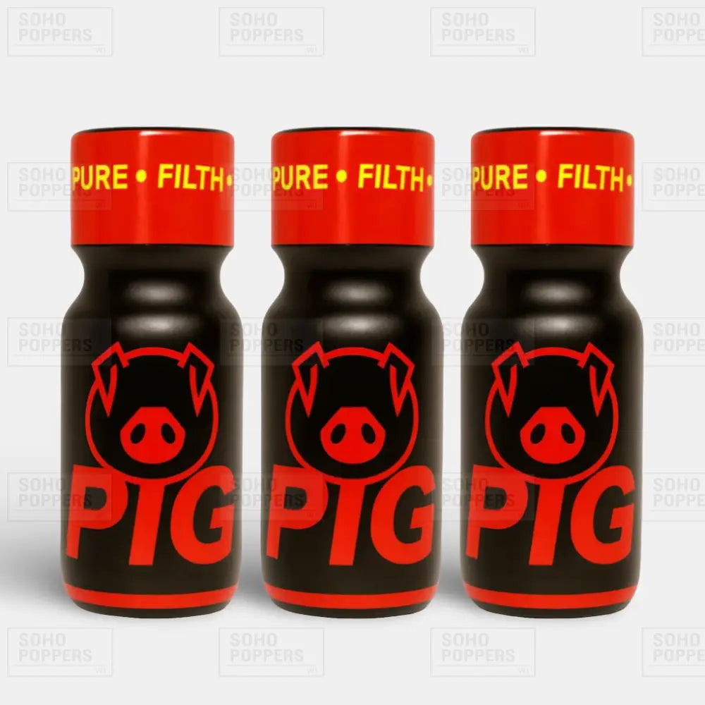 Triple pack of Pig Red poppers available to buy online from a trusted UK popper shop