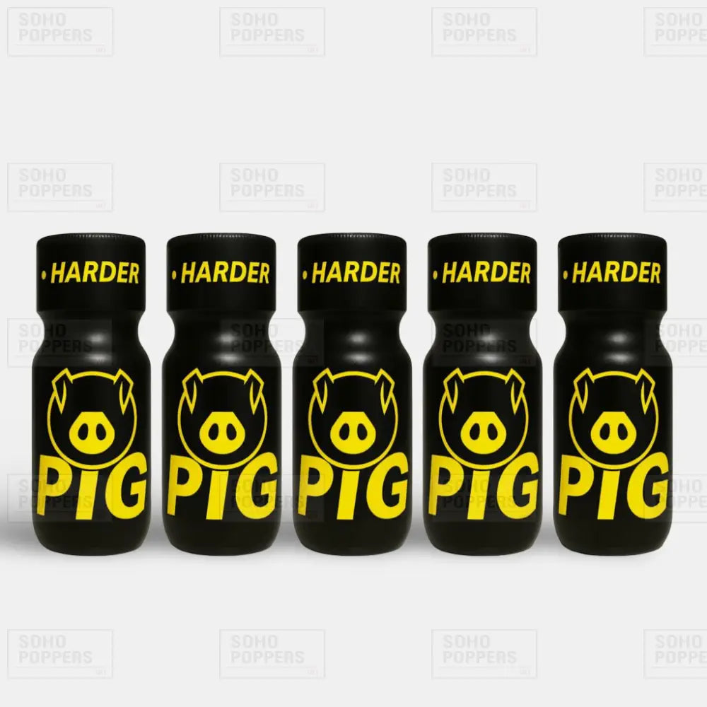 Multi pack of Pig yellow 25ml strong poppers for sale in the UK from Soho London based poppers shop