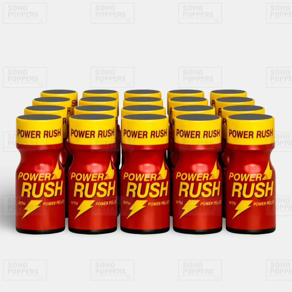 Full tray of Power Rush 10ml strong poppers containing twenty bottles