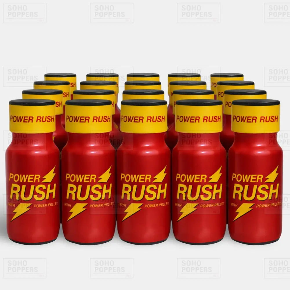 Case of twenty Power Rush 25ml poppers bottles available online from Soho Poppers in London