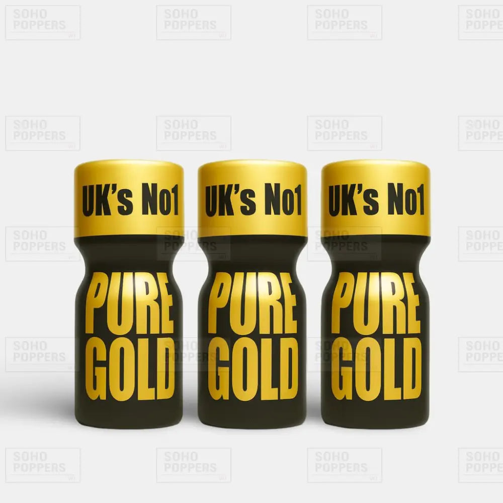 Pure Gold 10ml poppers offered as a three bottle deal currently on sale at a Soho poppers UK