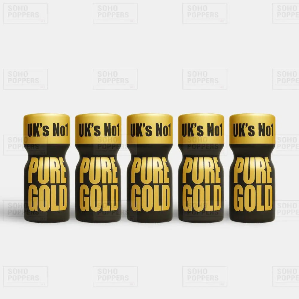 Five bottles of Pure Gold strong 10ml poppers