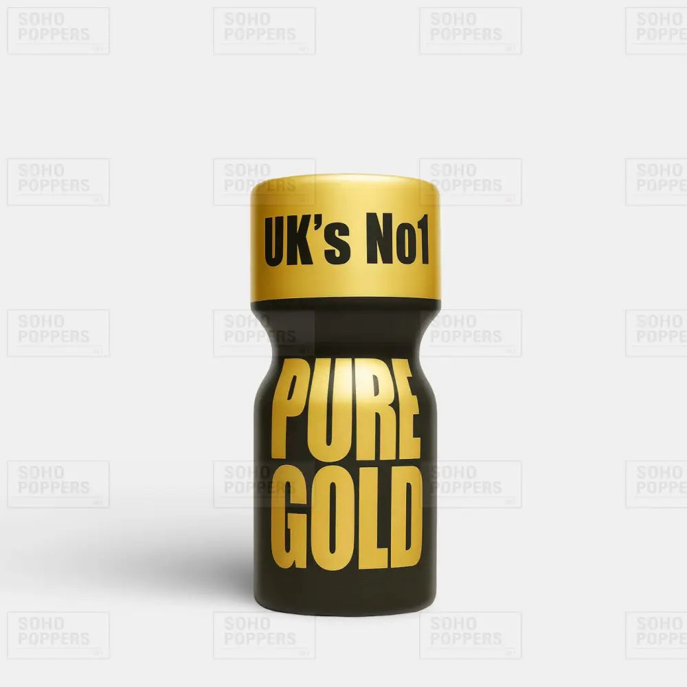 A bottle of Pure Gold 10ml Poppers from Soho Poppers UK