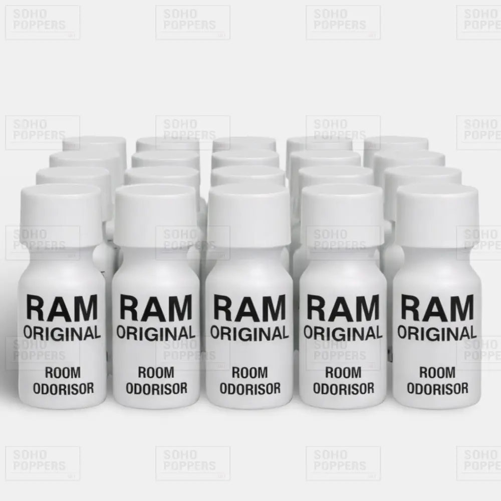 A full tray of Ram 15ml poppers consisting of twenty bottles