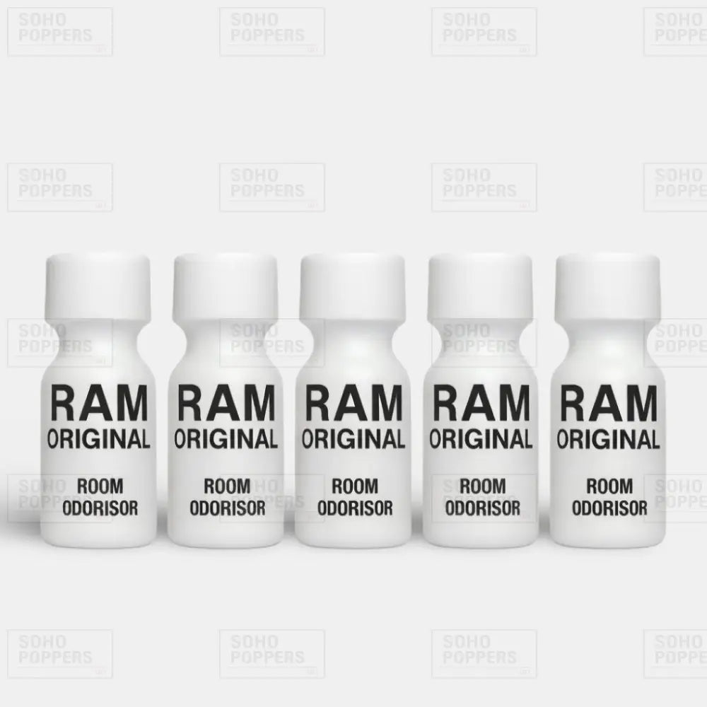 Five 15ml bottles of Ram poppers available for fast dispatch when buying online