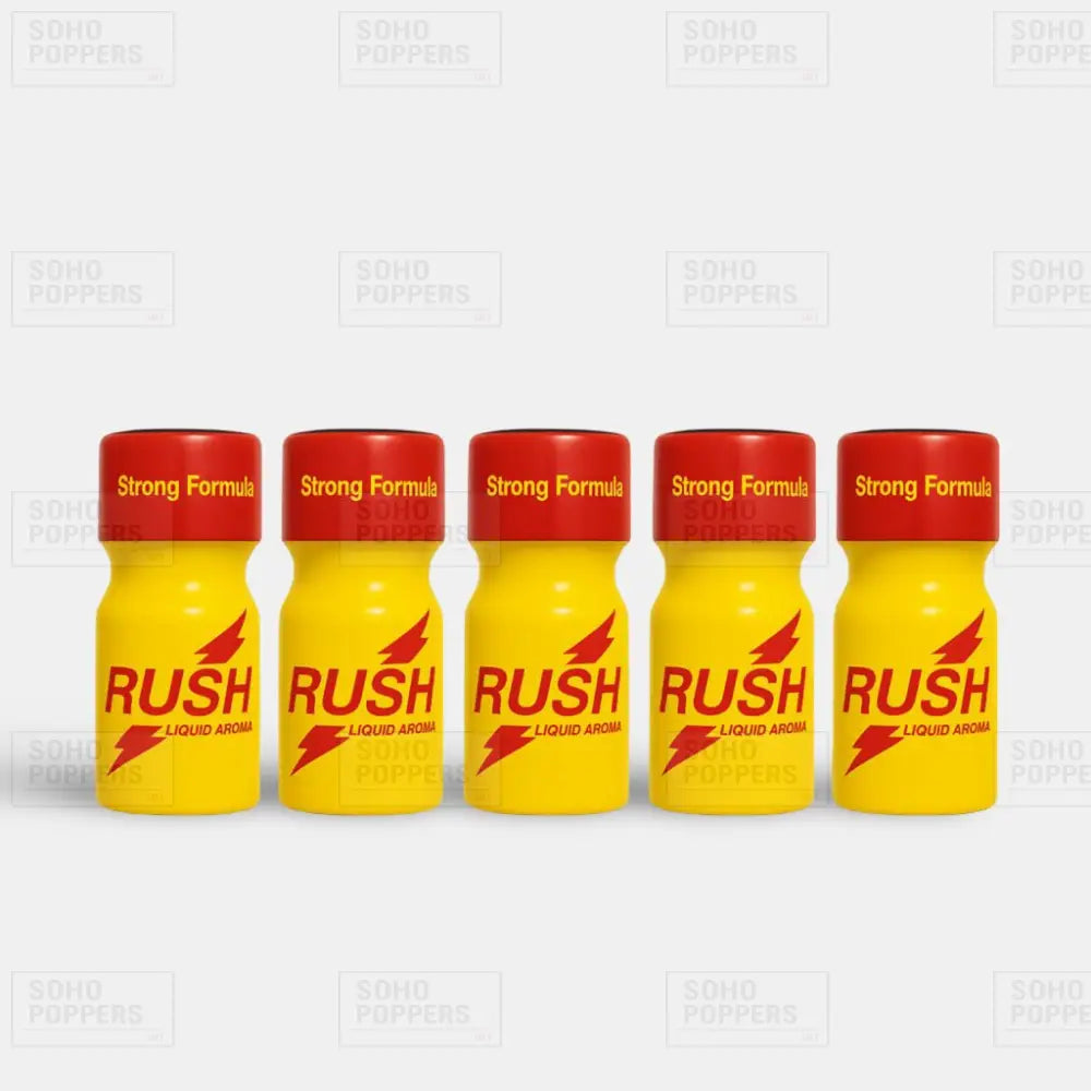Five bottles of Rush poppers 10ml available at Soho Poppers UK