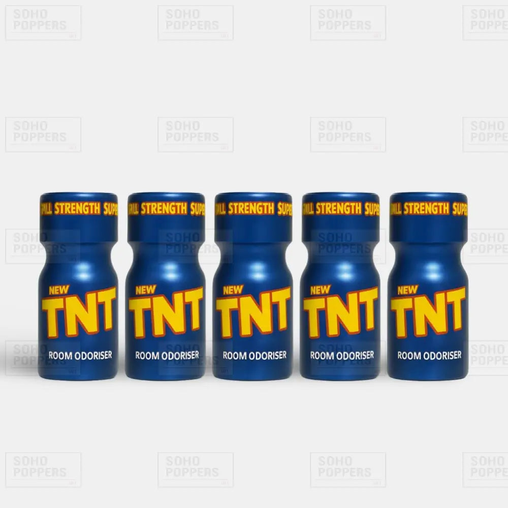 Five blue bottles of TNT Room Odoriser Poppers Shop