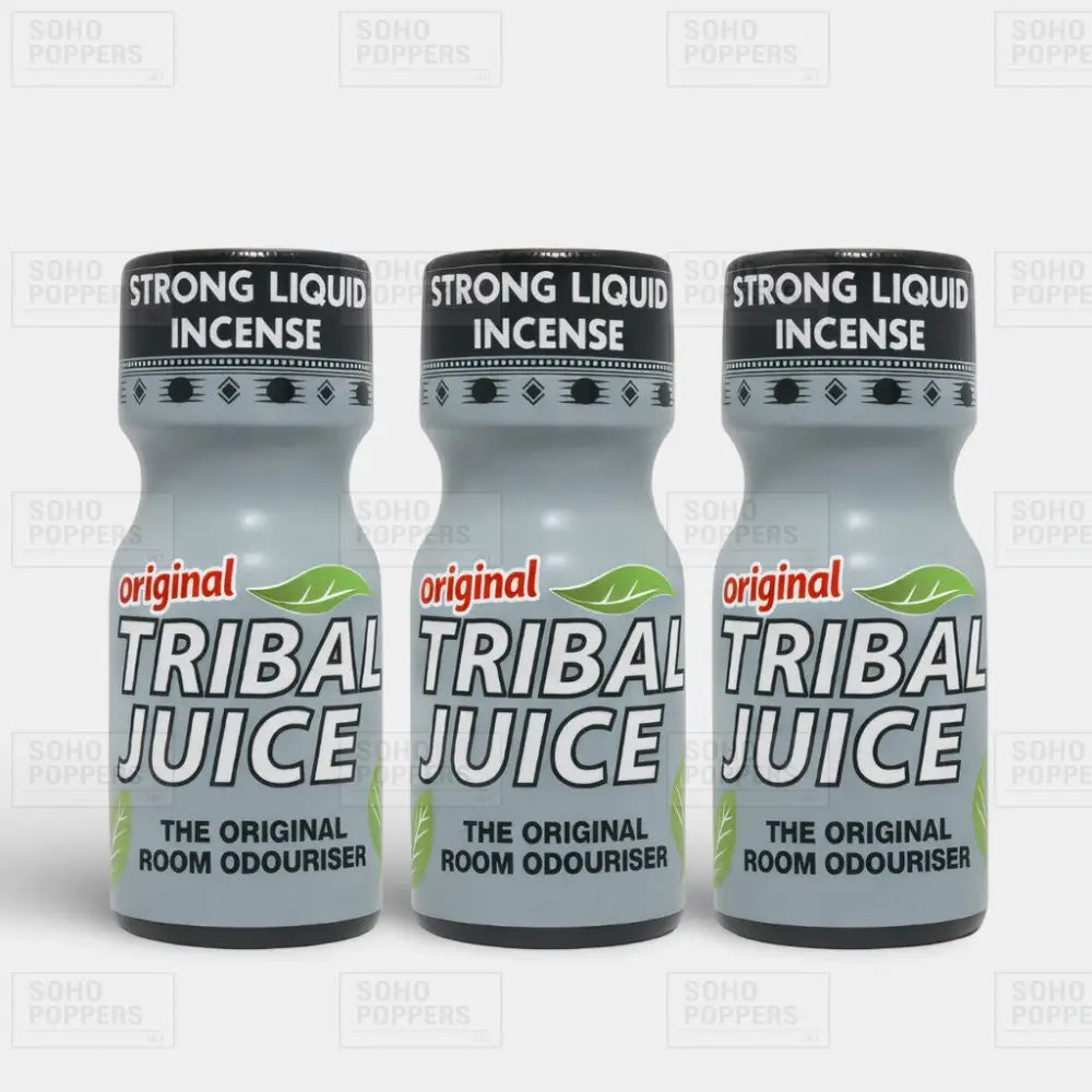 Three bottles of Tribal Juice room odouriser poppers UK sale