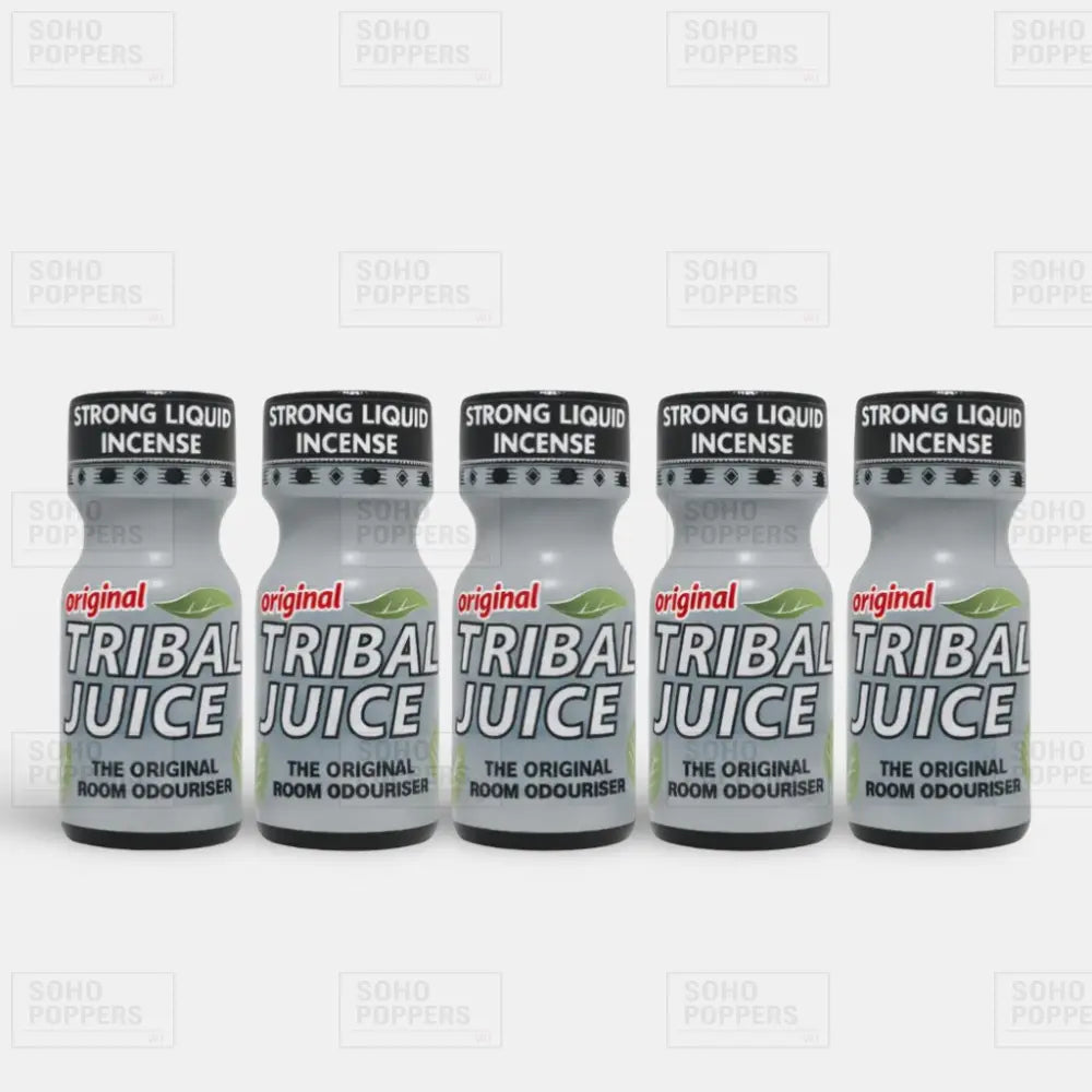 Five bottles of Tribal Juice strong poppers for sale in the UK with fast delivery