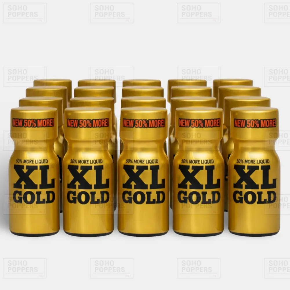 Case of twenty XL Gold 15ml poppers bottles available to buy online in the UK