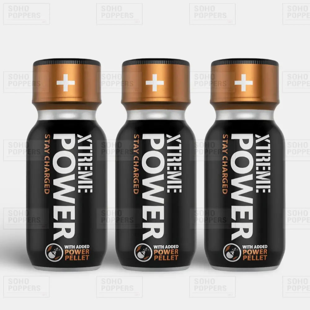 Three bottles of Xtreme Power 22ml poppers on sale at Soho poppers shop UK